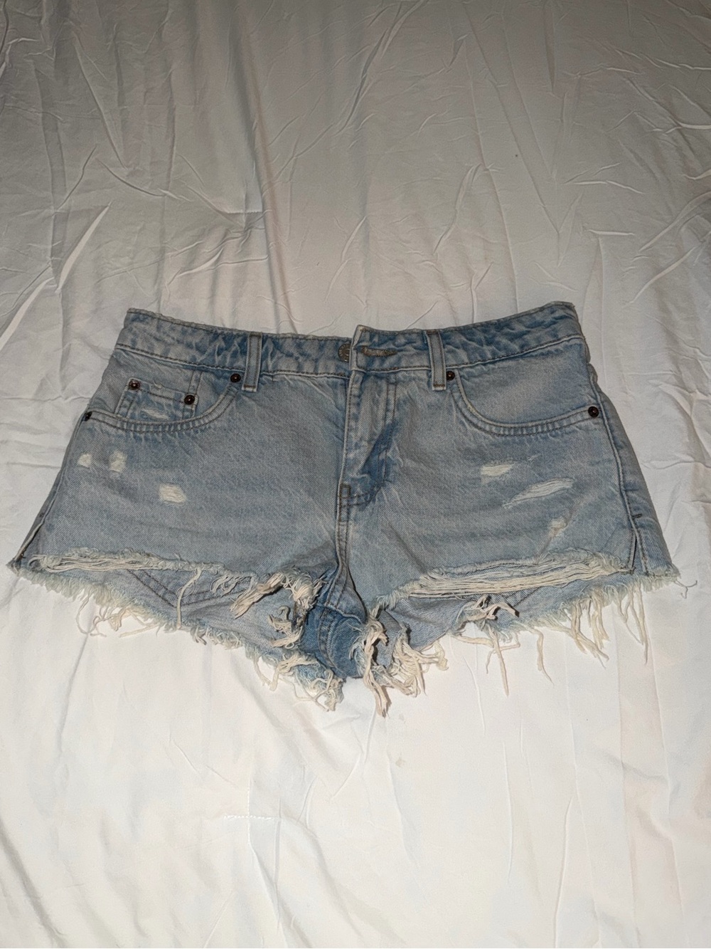 BDG Low-Rise Light Wash Distressed Denim Cutoff Shorts